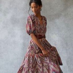 Anthropologie Puff Sleeve MIDI Dress